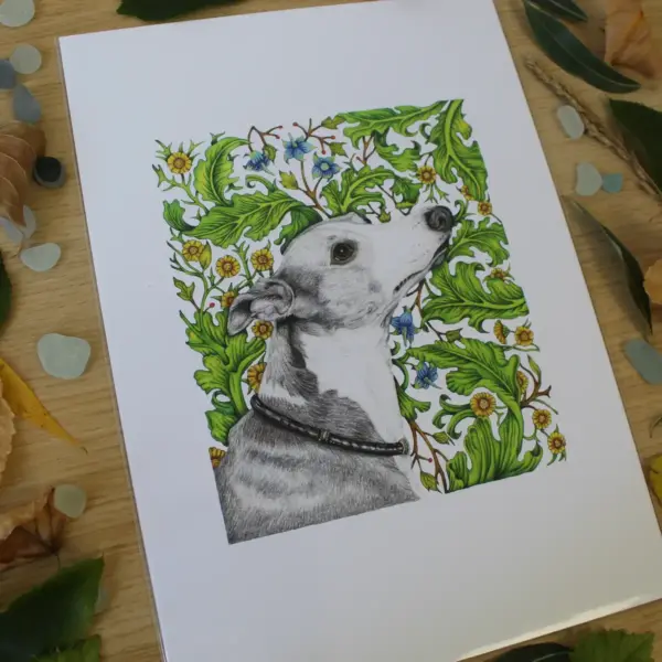 Fine Art Print - Floral Greyhound - Image 2