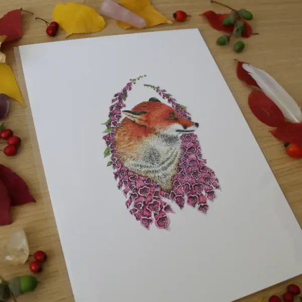 Fine Art Print - Fox in Foxgloves - Image 2