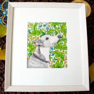 Original Art - Floral Greyhound (Framed)