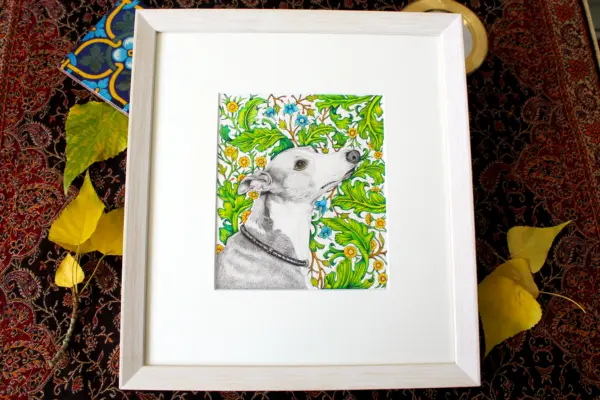 Original Art - Floral Greyhound (Framed)
