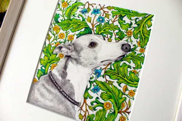 Original Art - Floral Greyhound (Framed) - Image 2