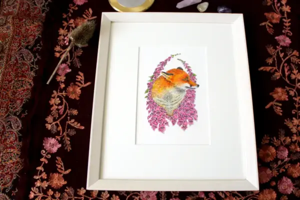 Original Art - Fox in Foxgloves (Framed)