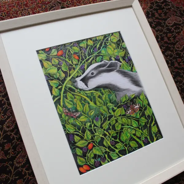 Original Art - Badger in the Brambles (Framed) - Image 2