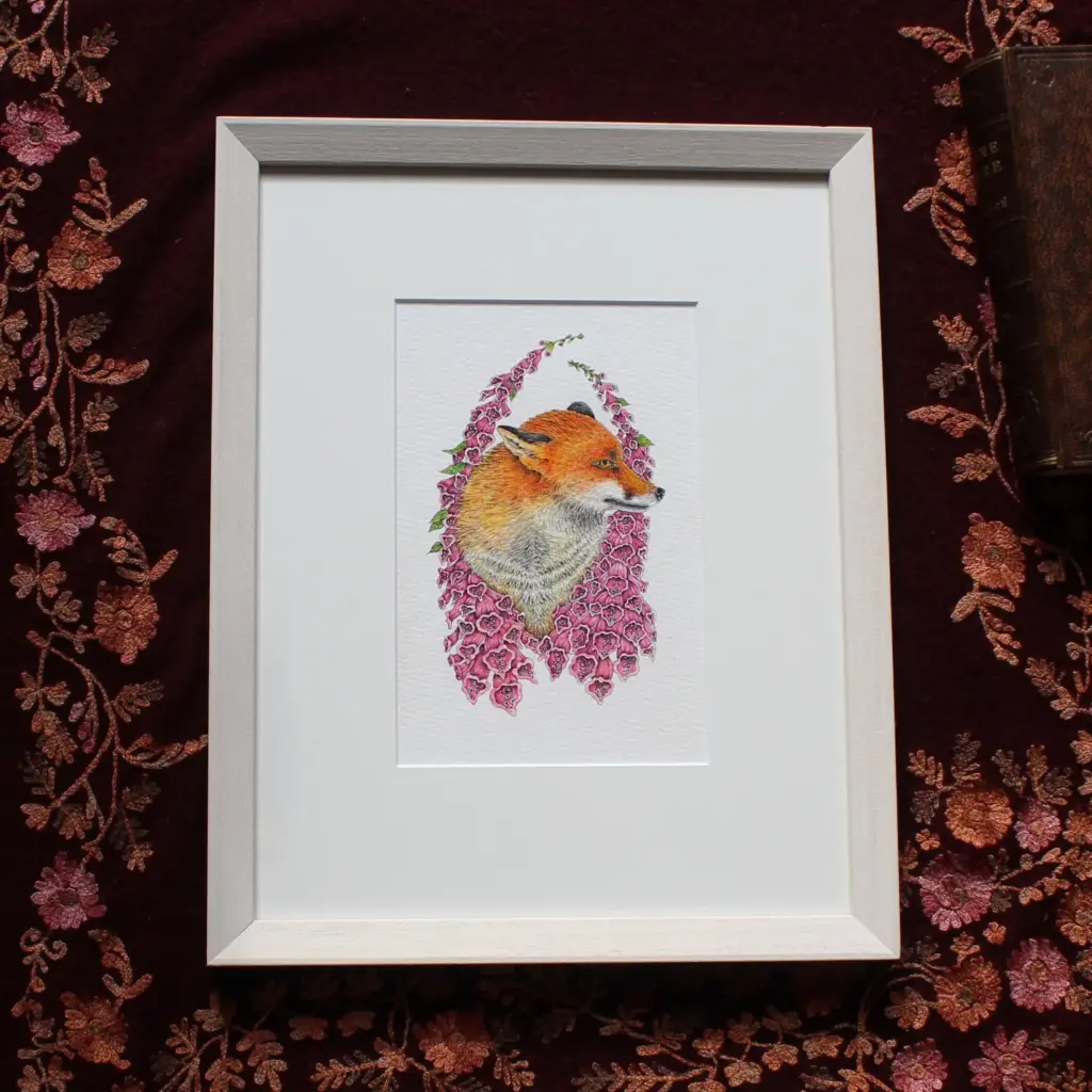 Original Art - Fox in Foxgloves (Framed)