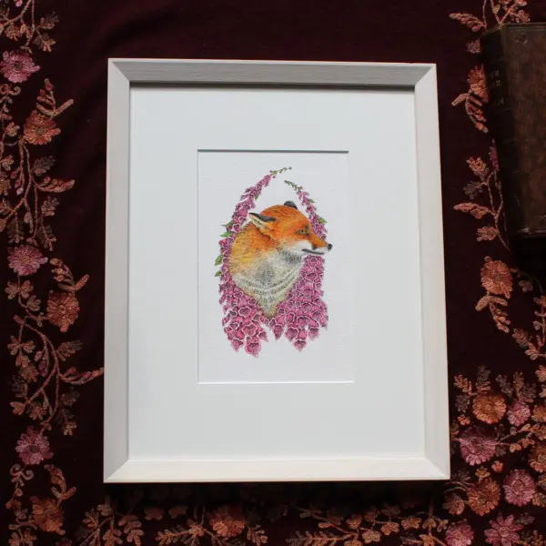 Original Art - Fox in Foxgloves (Framed)