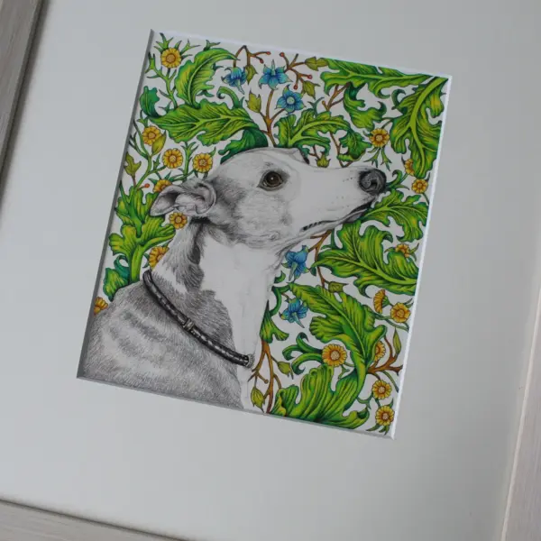 Original Art - Floral Greyhound (Framed) - Image 4