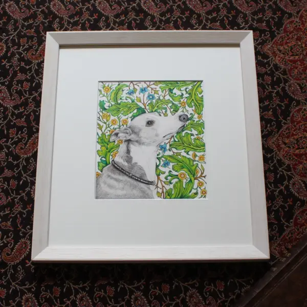 Original Art - Floral Greyhound (Framed)