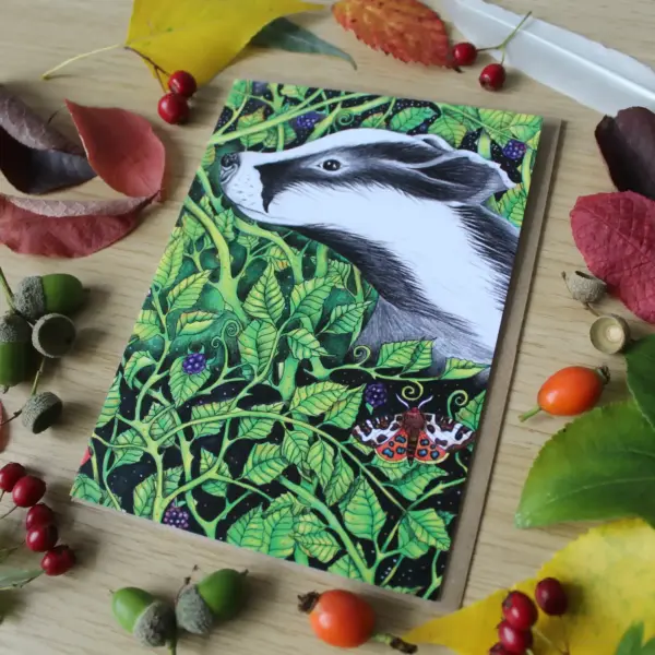 Greeting Card - Badger in the Brambles (Bookmark Edition)