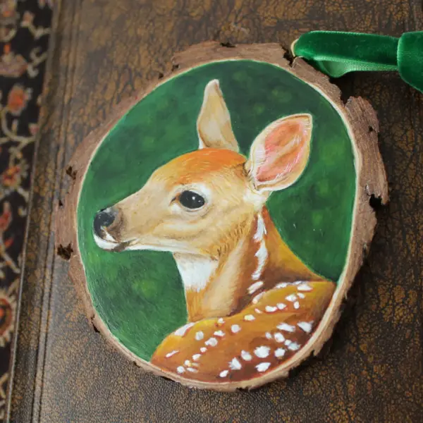 Wood Slice Original Artwork - Fawn - Image 4