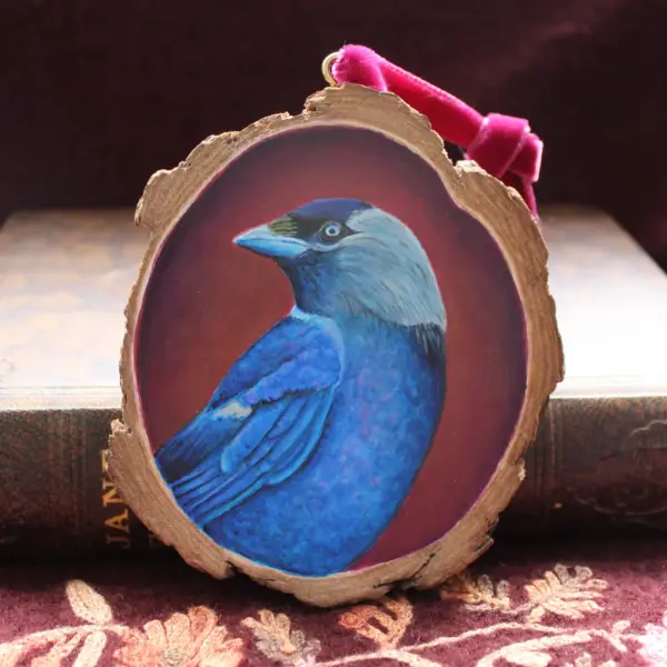 Wood Slice Original Art - Jackdaw - Image 2