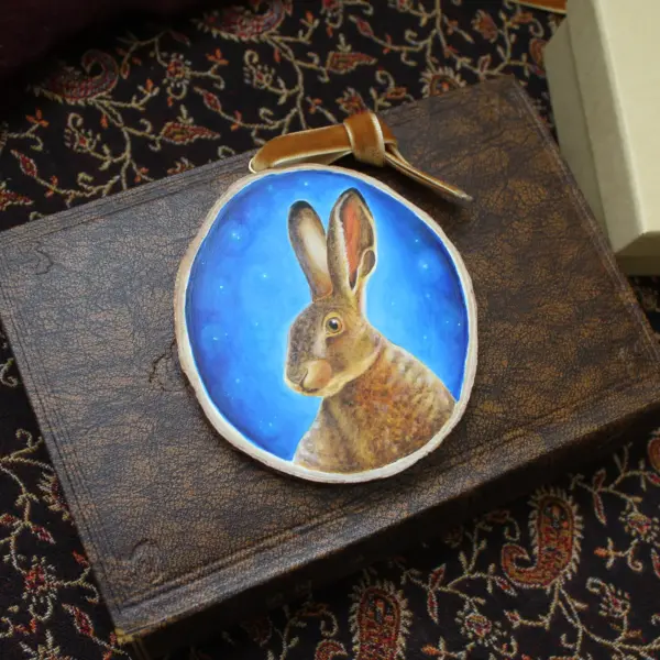Wood Slice Original Art - Hare - Image 3