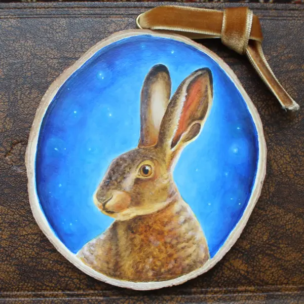 Wood Slice Original Art - Hare - Image 2