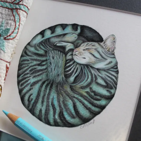 Original Artwork Tabby Cat Framed