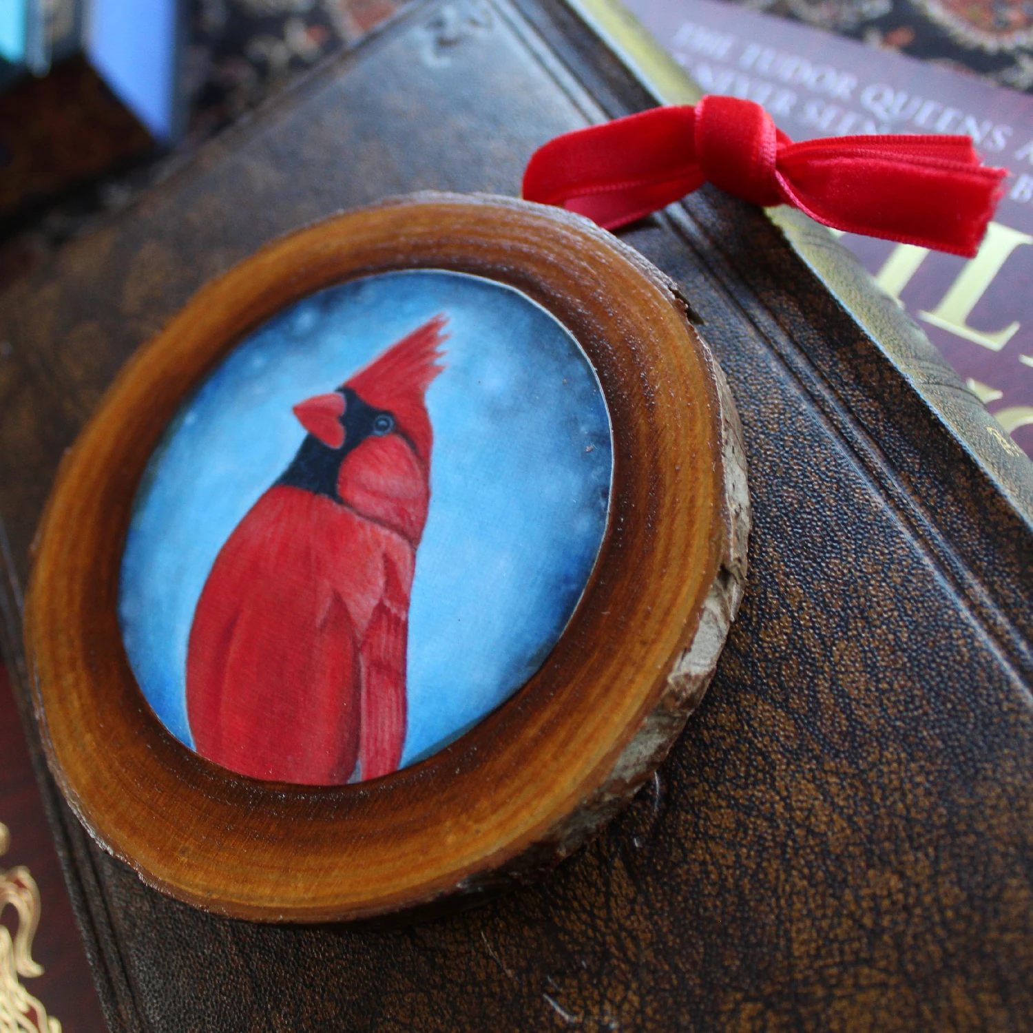 Art Print Wood Slice - Cardinal - Image 2