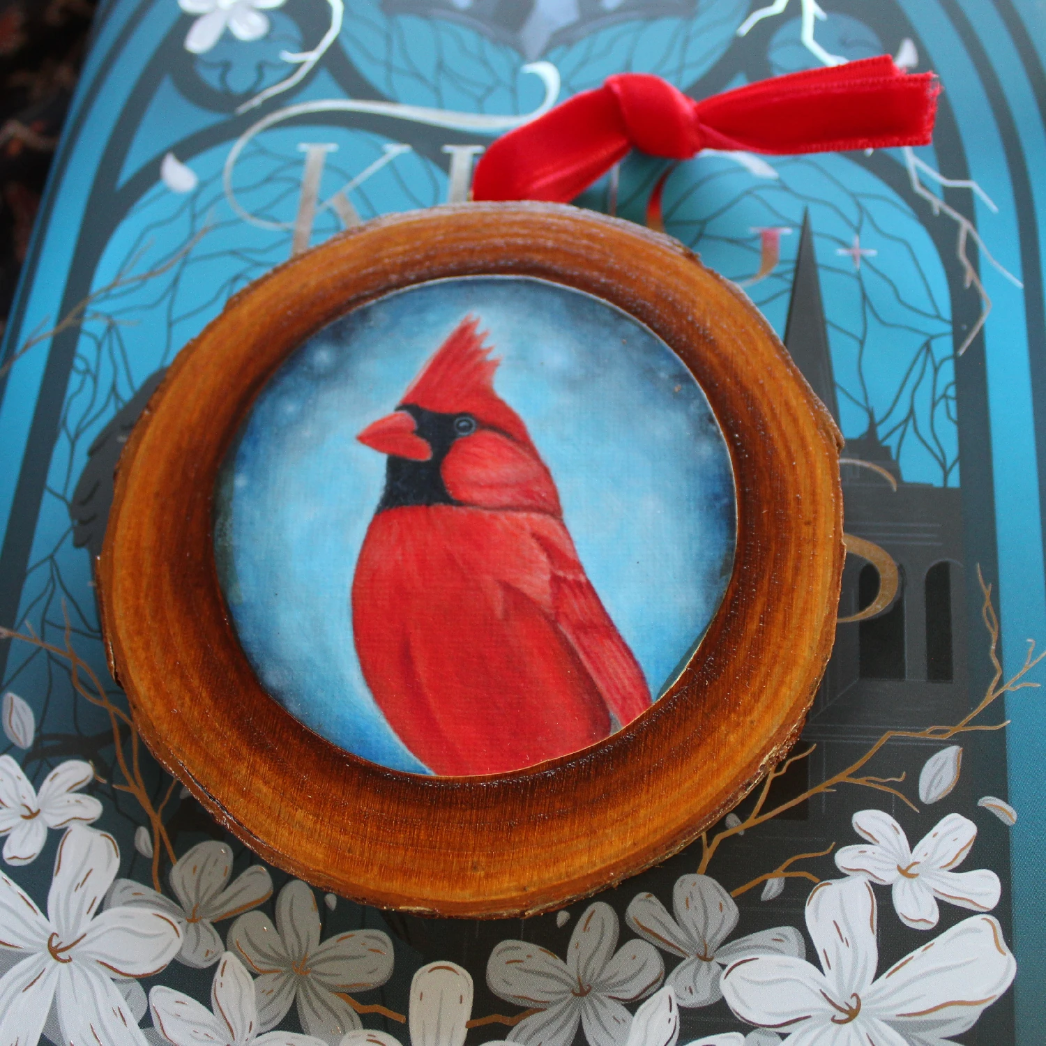 Art Print Wood Slice - Cardinal - Image 3