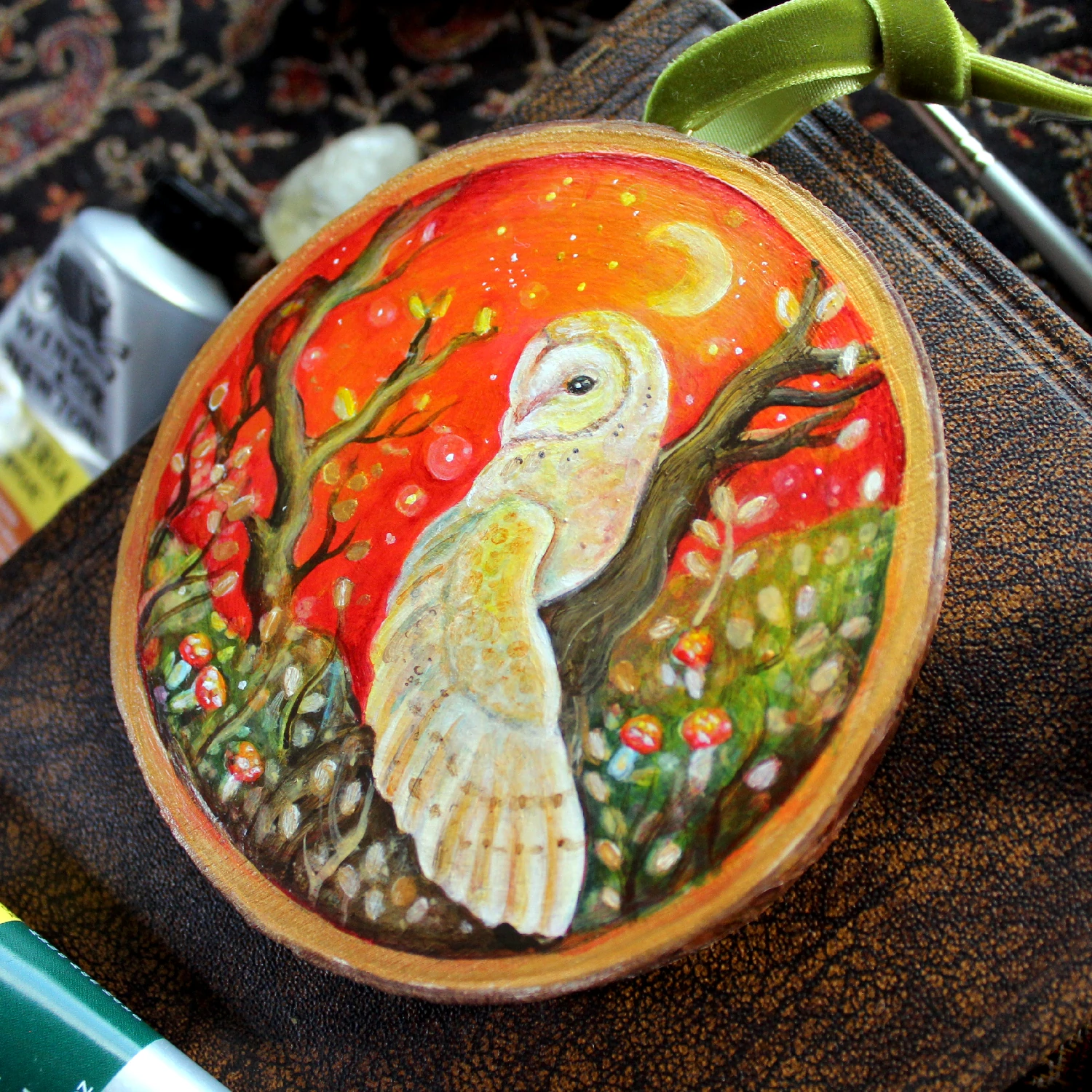 Wood Slice Original Art - Resting - Image 2