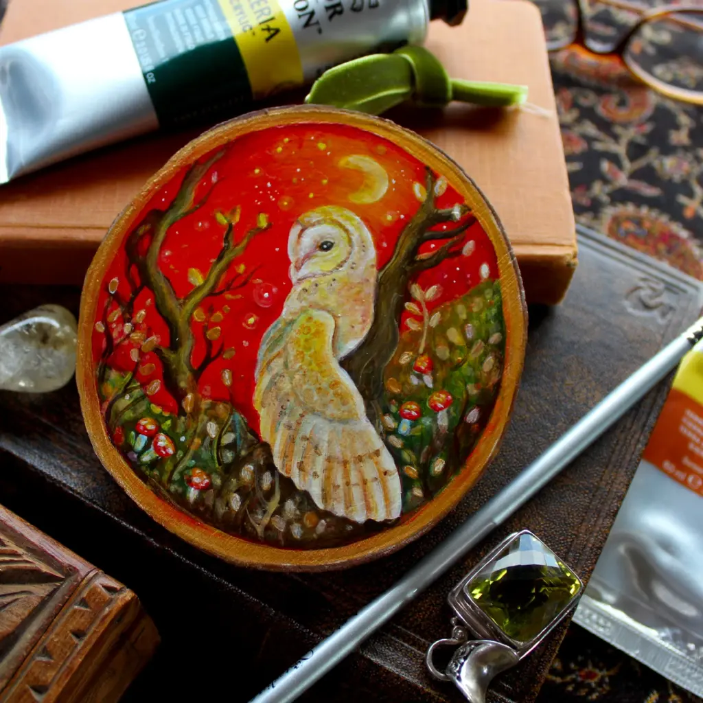 Wood Slice Original Art - Resting