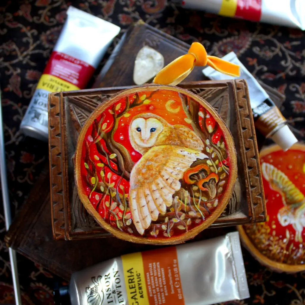 Wood Slice Original Art - Watcher